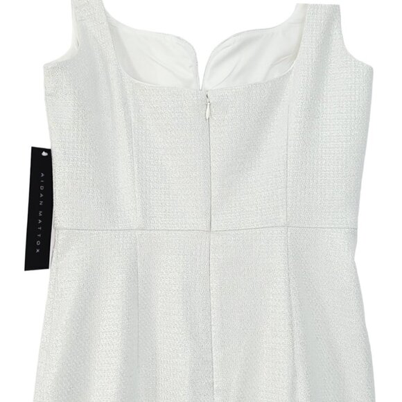 NWT AIDAN MATTOX Silver Metallic Sweetheart Column Gown Maxi Dress - Picture 5 of 6